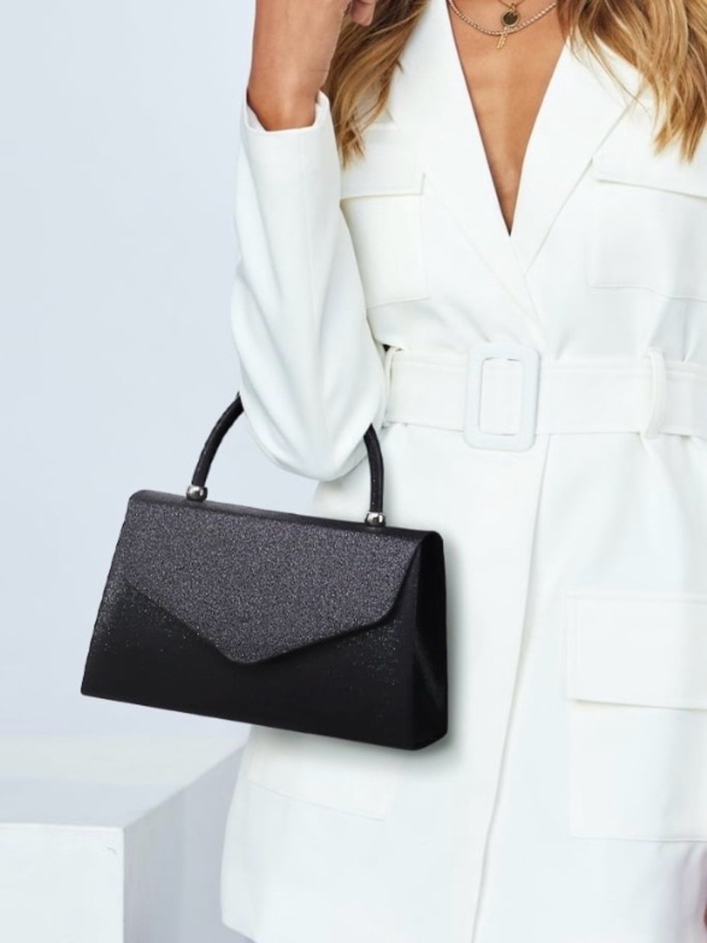 Dasein Elegant Glitter Top -Handle Mini Bag NWT
